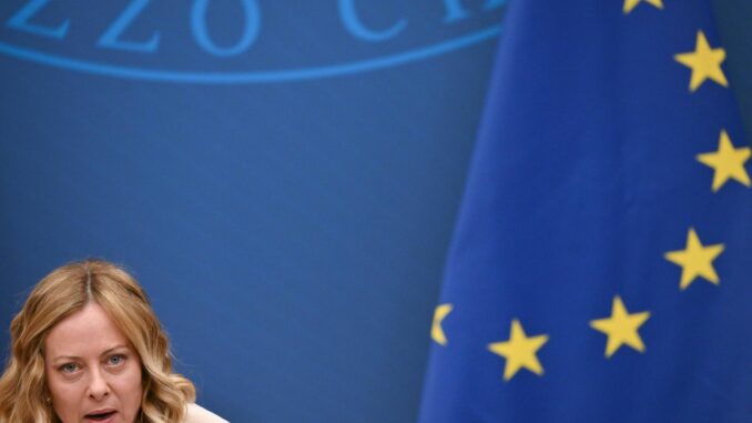 La primera ministra italiana Giorgia Meloni habla durante la conferencia de prensa de fin de año, en Roma, Italia, 09 de enero de 2025. (Italia, Roma) EFE/EPA/ALESSANDRO DI MEO
