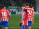 El centrocampista del Atlético de Madrid, Rodrigo Riquelme, celebra el tercer gol del equipo rojiblanco durante el encuentro correspondiente a los octavos de final de la Copa del Rey en el Estadio Martínez Valero de la localidad alicantina. EFE / Pablo Miranzo.