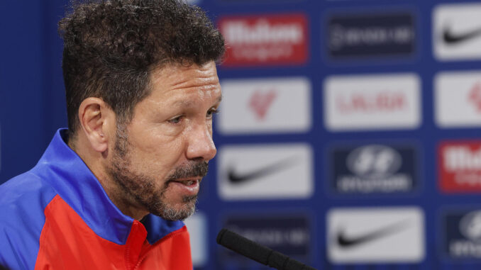 Simeone, durante la rueda de prensa de este viernes.-EFE/ J.P. Gandul
