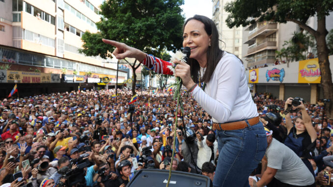 La líder antichavista María Corina Machado. EFE/ Miguel Gutiérrez
