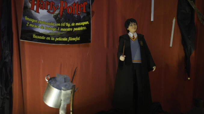 Figura de Harry Potter a tamaño real hecha completamente de mazapán. EFE/ Salas
