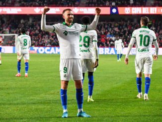 Borja Mayoral celebra el 0-1. EFE/ Miguel Ángel Molina