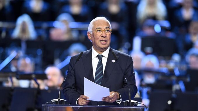 El presidente del Consejo Europeo, Antonio Costa , habla durante la inauguración oficial de la presidencia rotativa de seis meses de Polonia en el Consejo de la Unión Europea en el Teatr Wielki - Ópera Nacional Polaca en Varsovia, Polonia, 03 de enero de 2025.. EFE/EPA/Radek Pietruszka POLONIA FUERA
