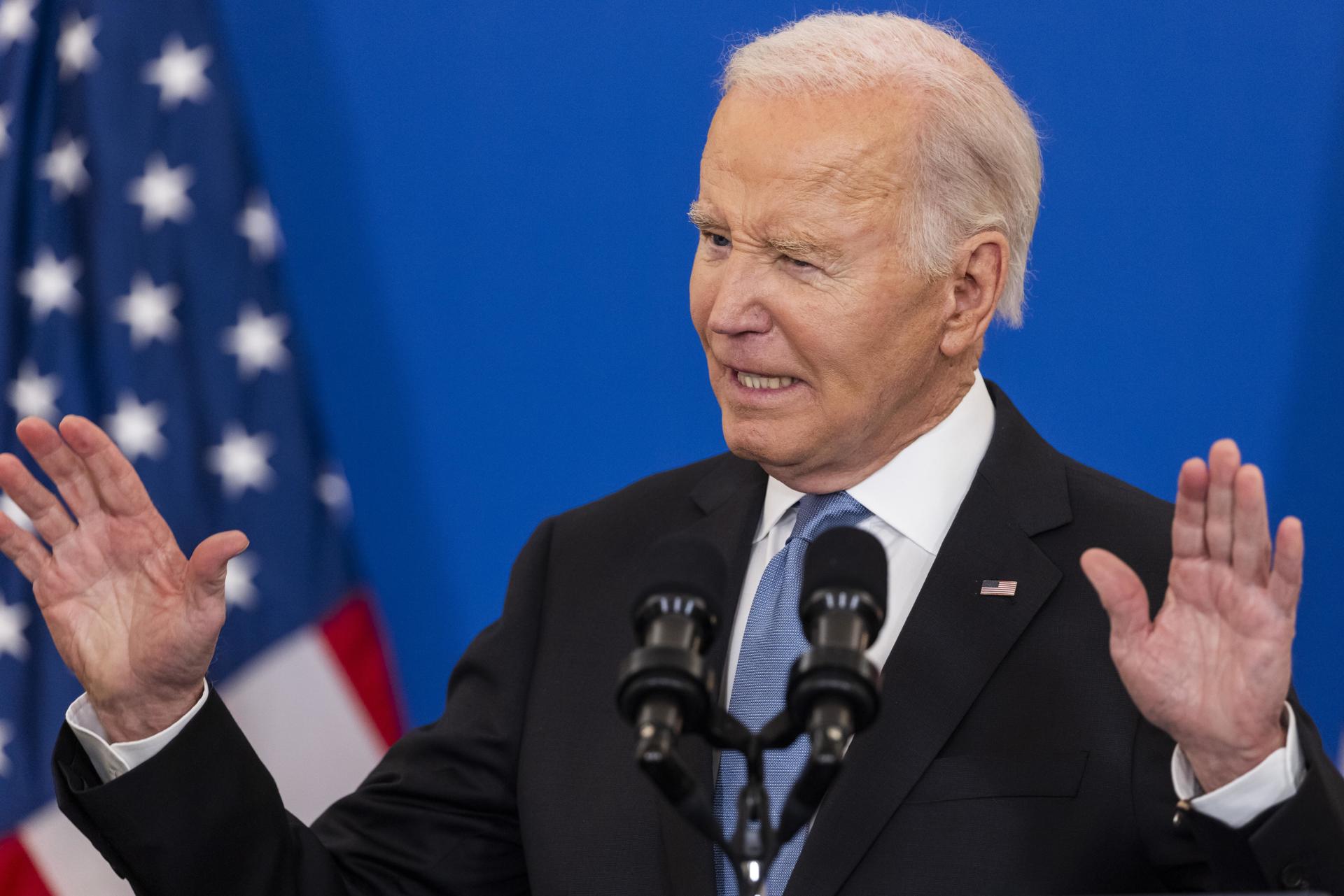 El presidente de Estados Unidos, Joe Biden, pronuncia el último discurso sobre política exterior de su presidencia en el Departamento de Estado en Washington, DC, EE.UU., el 13 de enero de 2025. EFE/EPA/Jim Lo Scalzo
