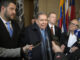 El líder opositor venezolano Edmundo González Urrutia (c) da declaraciones luego de una reunión privada con el secretario de la OEA Luis Almagro este lunes 6 de enero, en el edificio principal de la organización en Washington DC (EE.UU.). EFE/ Lenin Nolly