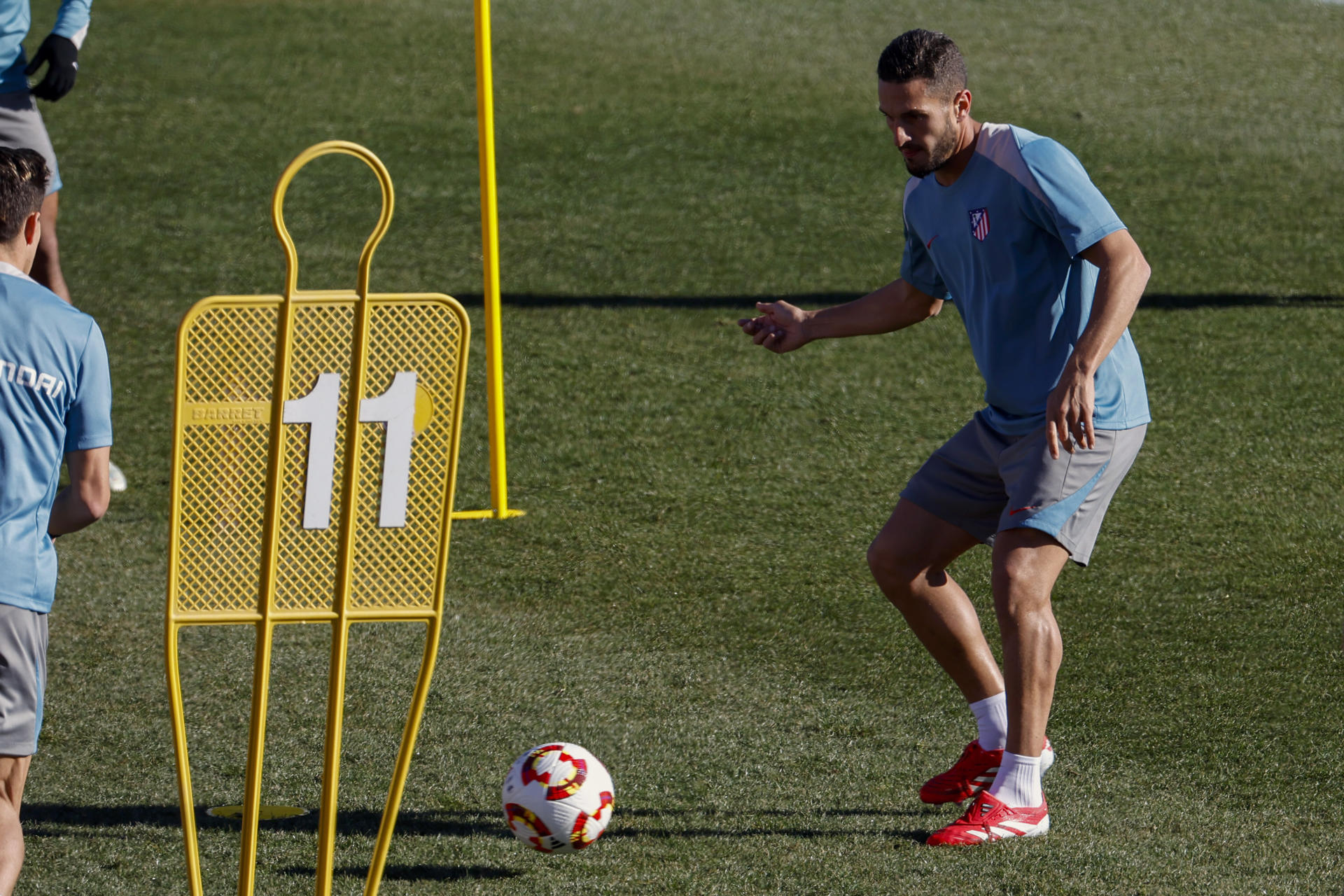 Koke, en el entrenamiento de este martes. EFE/Chema Moya
