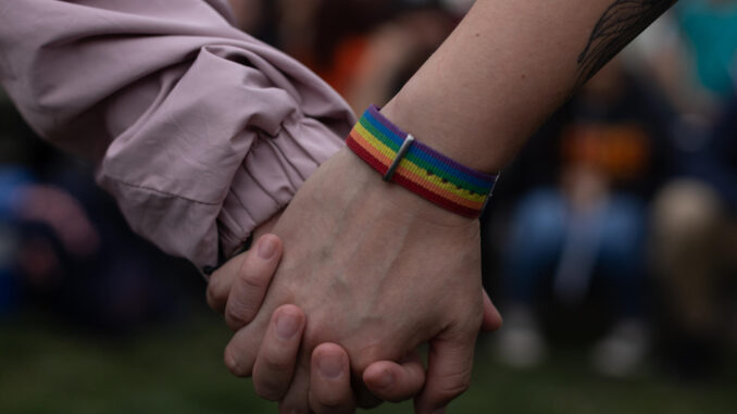 Imagen de archivo de una pareja que se toma de la mano durante una manifestación del Orgullo.
EFE/ Ailen Díaz
