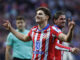 El delantero argentino del Atlético de Madrid Julián Álvarez celebra el gol ante Osasuna. EFE/ Juanjo Martín