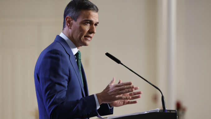 Imagen de archivo del presidente del Gobierno, Pedro Sánchez, en una rueda de prensa tras reunión del Consejo Ministros. EFE/ Chema Moya
