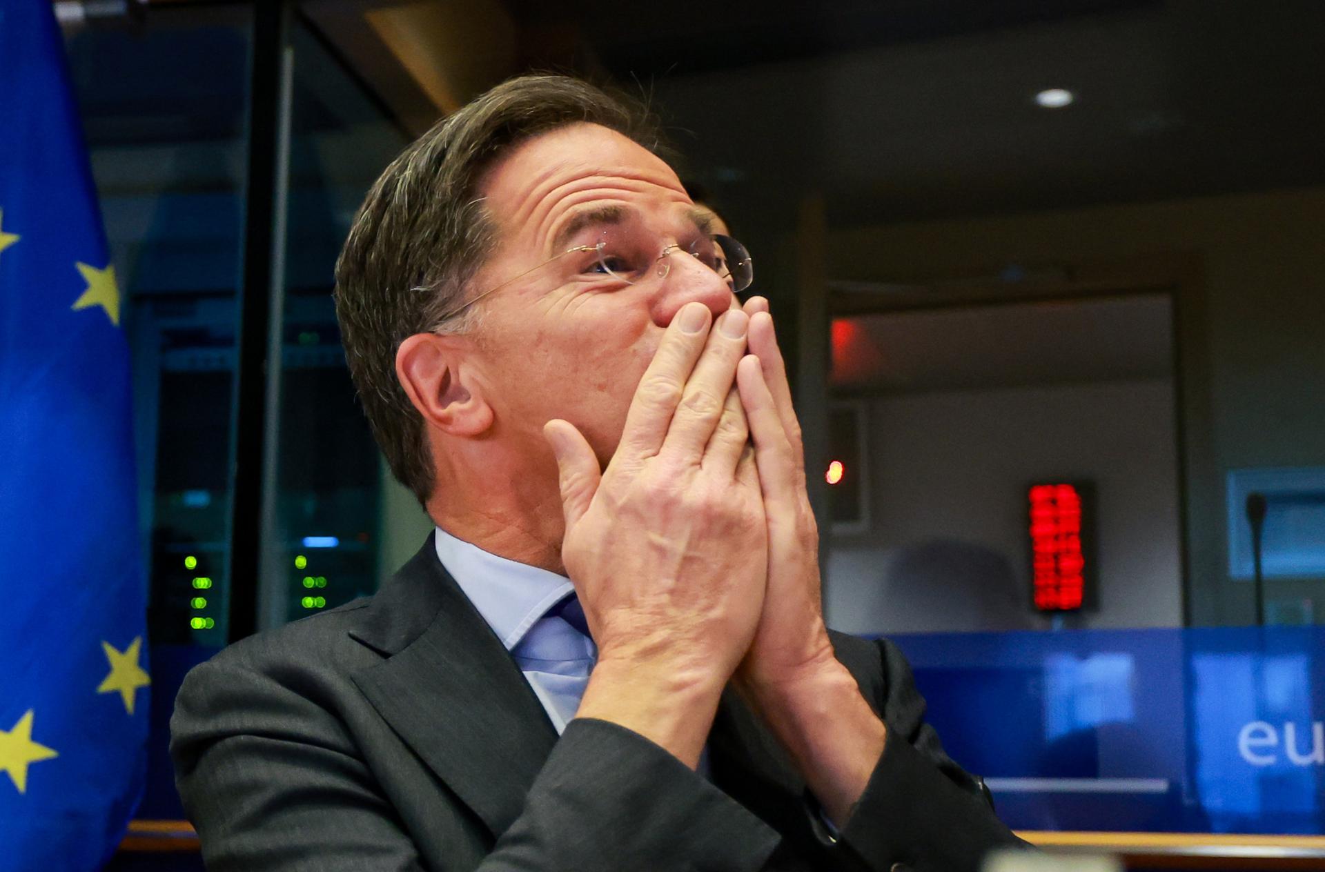 El Secretario General de la OTAN, Mark Rutte, asiste a una audiencia del comité de asuntos exteriores del Parlamento de la UE en Bruselas, Bélgica, el 13 de enero de 2025. (Bélgica, Bruselas) EFE/EPA/OLIVIER HOSLET
