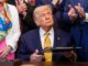 El presidente de EE.UU., Donald Trump, durante una ceremonia de firma de 'The Halt All Lethal Trafficking of Fentanyl Act' en la Sala Este de la Casa Blanca en Washington, DC, EE.UU. EFE/AARON SCHWARTZ
