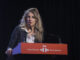 La vicepresidenta segunda y ministra de Trabajo y Economía Social, Yolanda Díaz, interviene en una jornada sobre los desafíos de la democracia organizada por el Instituto Cervantes este miércoles, en Madrid. EFE/ Víctor Lerena