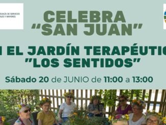Celebración de San Juan en el jardín con coronas de flores y actividades botánicas