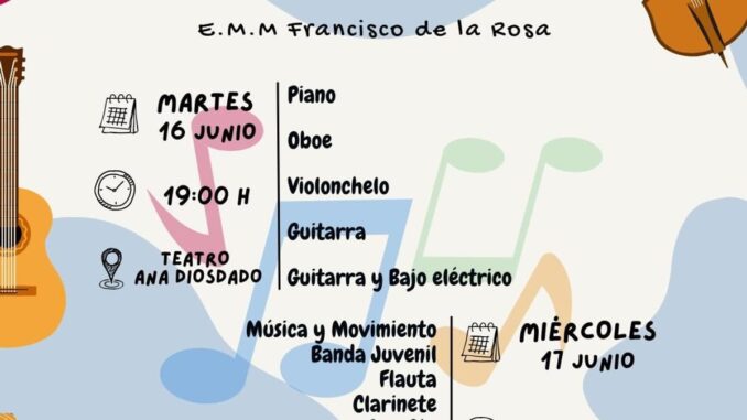 La Escuela Municipal de Música celebra sus audiciones de fin de curso Cartel de las audiciones fin de curso 2025-2026 de la Escuela Municipal de Música Francisco de la Rosa