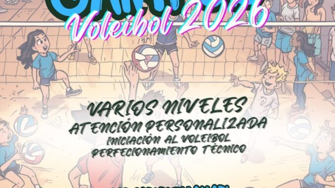 Cartel del campus de voleibol de verano con técnicos de la Federación de Madrid