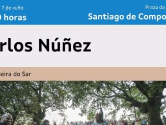 Carlos Núñez durante su actuación especial en el Festival Folk na Beira do Sar