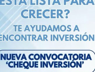Cartel informativo del programa Cheque Inversión para pymes de la Región de Murcia con cuantías y servicios de apoyo