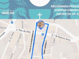 Cartel informativo del Corpus Christi 2026 en Huelva con detalles de la misa y procesión eucarística