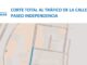 Señal de aviso de corte de tráfico en Paseo Independencia para el 4 de junio