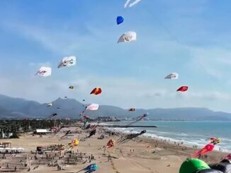 Cometas de colores volando en la playa durante el III Festival Internacional del Viento de Castellón
