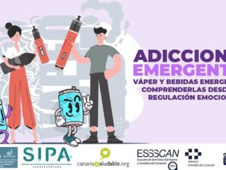 Cartel informativo de la formación sobre vapeadores y bebidas energéticas del Cabildo de Fuerteventura para profesionales sanitarios y sociales