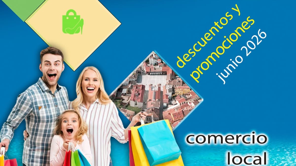 Cartel promocional de junio con ofertas en comercios locales de Pinto