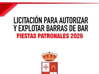 Cartel informativo de la licitación para instalar bares en carpas en el Recinto Ferial de Illescas durante las fiestas de agosto de 2026