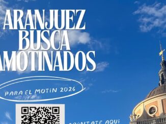 Cartel informativo de inscripciones para la XLII edición del Motín de Aranjuez 2026 con fechas y datos de contacto