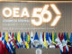 El presidente de Panamá, José Raúl Mulino (2-i), el ministro de Relaciones Exteriores de Panamá, Javier Martínez-Acha Vásquez (i), y la secretaria General Adjunta de la OEA, Laura Gil, asisten a la 56 Asamblea General de la OEA, en Ciudad de Panamá (Panamá). EFE/ Walter Hurtado