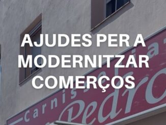 Cartel informativo sobre subvenciones GOIB para pequeños comercios en Baleares con datos de financiación hasta el 80%
