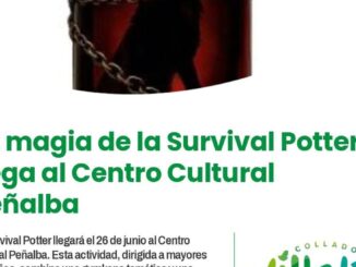 Cartel de Survival Potter en el Centro Cultural Peñalba con elementos mágicos del universo de Harry Potter