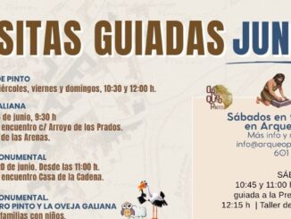 Cartel de visitas guiadas al patrimonio monumental de Pinto en junio con Torre de Éboli y Arqueopinto