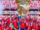 Recinto Ferial de Alcorcón lleno de gente celebrando la victoria de España como Campeona del Mundo