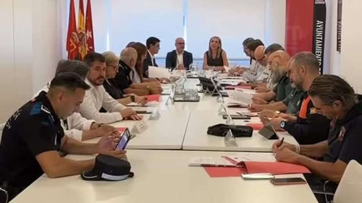 Reunión en sala de conferencias del Ayuntamiento de Alcorcón sobre seguridad ciudadana