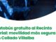 Cartel informativo del servicio de autobús gratuito al Recinto Ferial de Collado-Villalba durante las fiestas de Santiago Apóstol