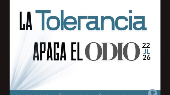 Cartel de campaña de la Diputación de Cáceres contra la intolerancia con el mensaje 'La tolerancia apaga el odio'