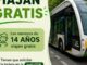 Cartel informativo sobre viajes gratis para menores de 14 años en TRAM y autobús de Castellón, con logos de Generalitat Valenciana y Ayuntamiento de Castelló