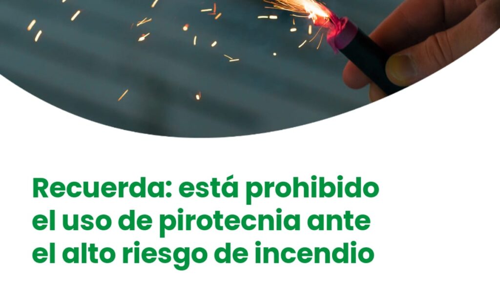Cartel de prohibición de pirotecnia del Ayuntamiento de Collado-Villalba por riesgo de incendio