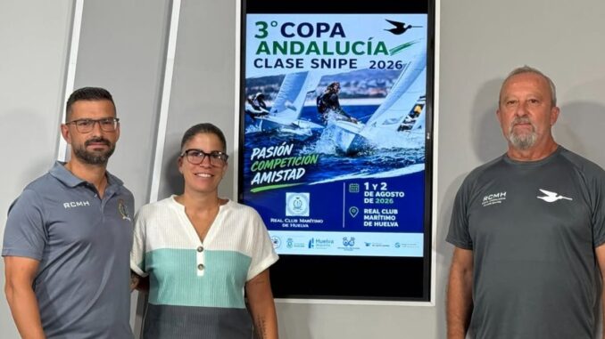 Cartel de la 3ª Copa Andalucía Clase Snipe 2026, con fechas 1 y 2 de agosto, organizada por el Real Club Marítimo de Huelva