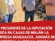 Miguel Ángel Morales, presidente de la Diputación de Cáceres, durante su visita a Casas de Millán