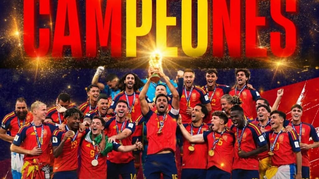 Cartel conmemorativo de Humanes de Madrid celebrando a la Selección Española, Campeona del Mundo 2026