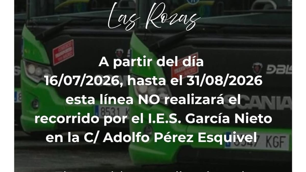 Cartel informativo del cambio de horario no lectivo de la línea L-2 de Las Rozas