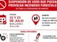 Cartel informativo de la Dirección General de Emergencias sobre la suspensión de usos que puedan provocar incendios forestales en la Comunidad de Madrid los días 22 y 23 de julio