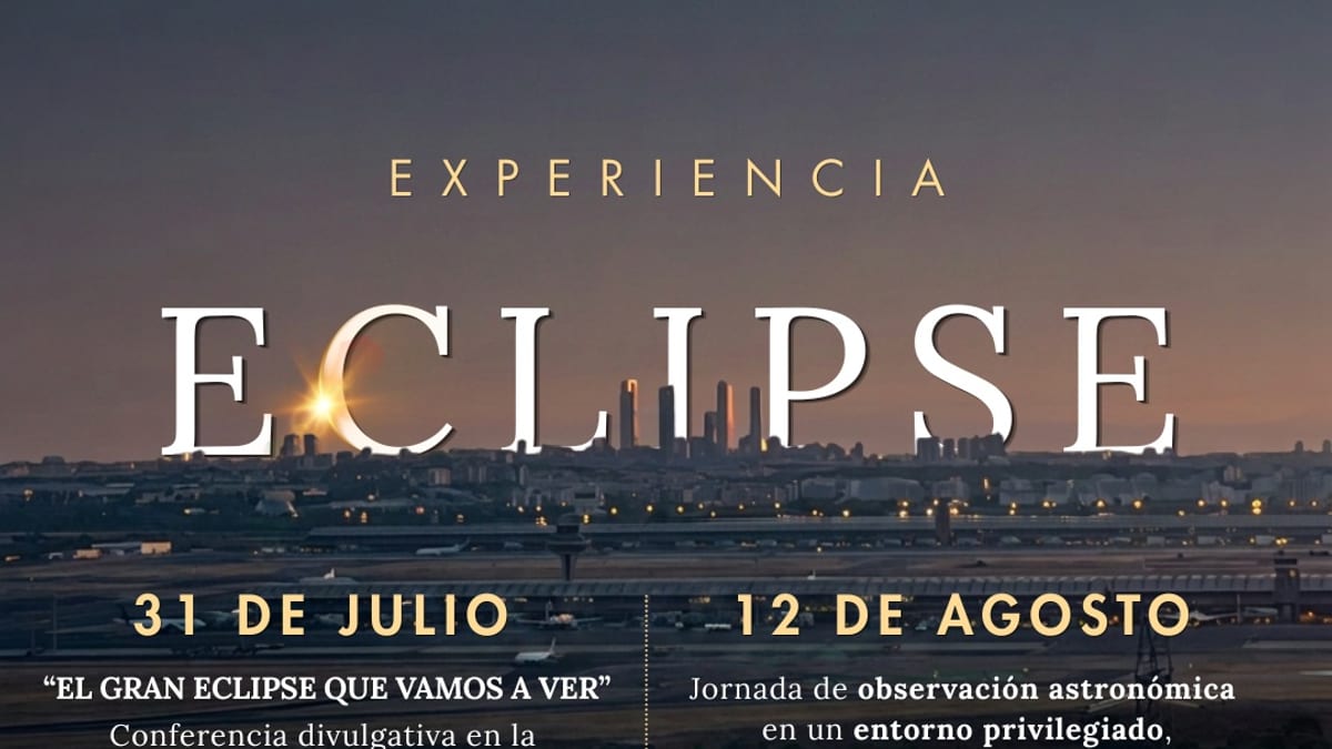 Cartel de la actividad de eclipse solar en Paracuellos de Jarama, con información de la conferencia del 31 de julio