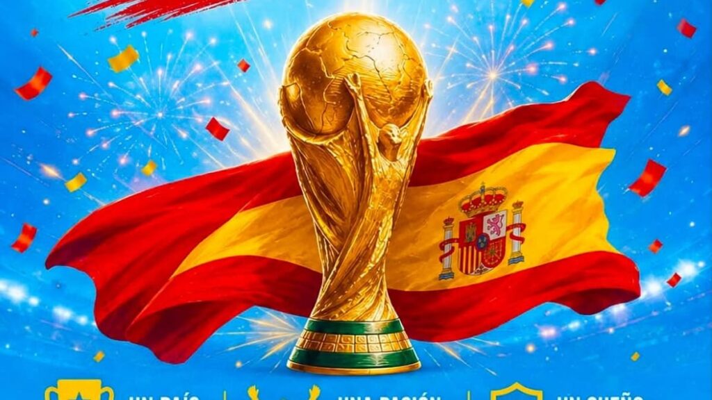 Cartel conmemorativo de la victoria de España en el Mundial de Fútbol 2026 del Ayuntamiento de Paracuellos de Jarama