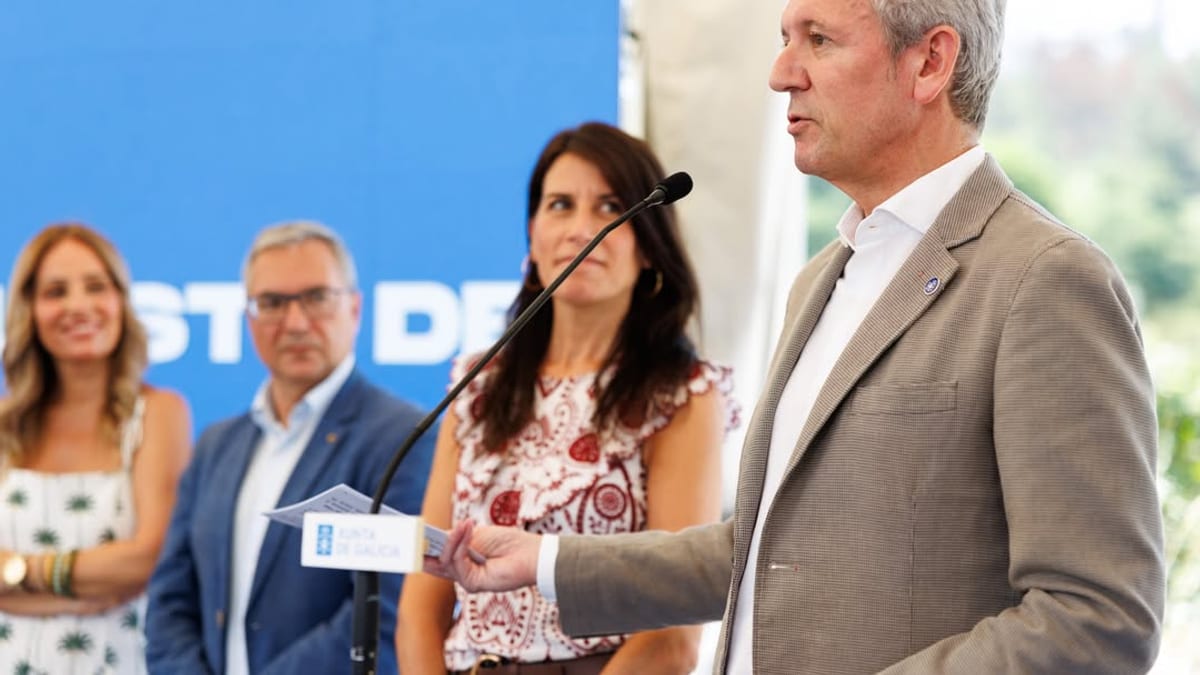 Alfonso Rueda Valenzuela durante el anuncio de la licitación del último tramo de la Rolda Leste de Ourense