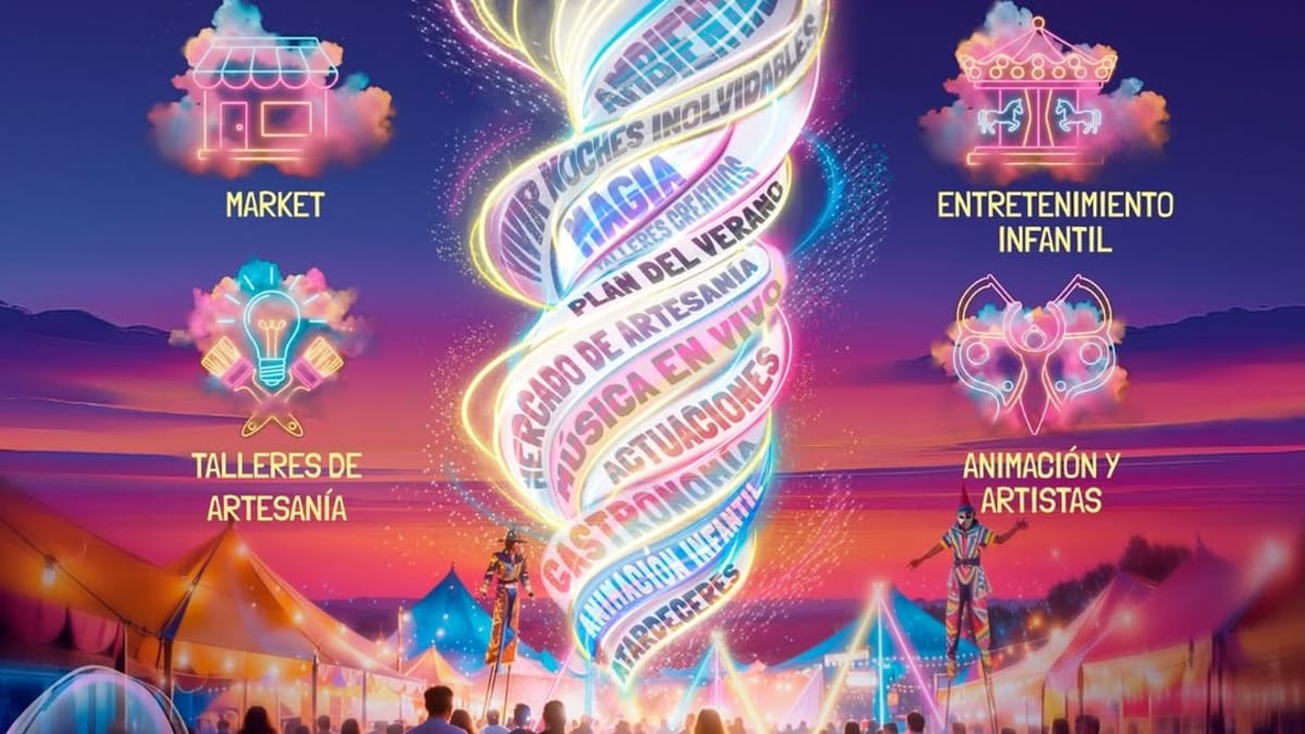 Cartel promocional de Sol Market Castellón con información sobre conciertos en vivo, gastronomía internacional, market y entretenimiento infantil en Puerto de Azahar