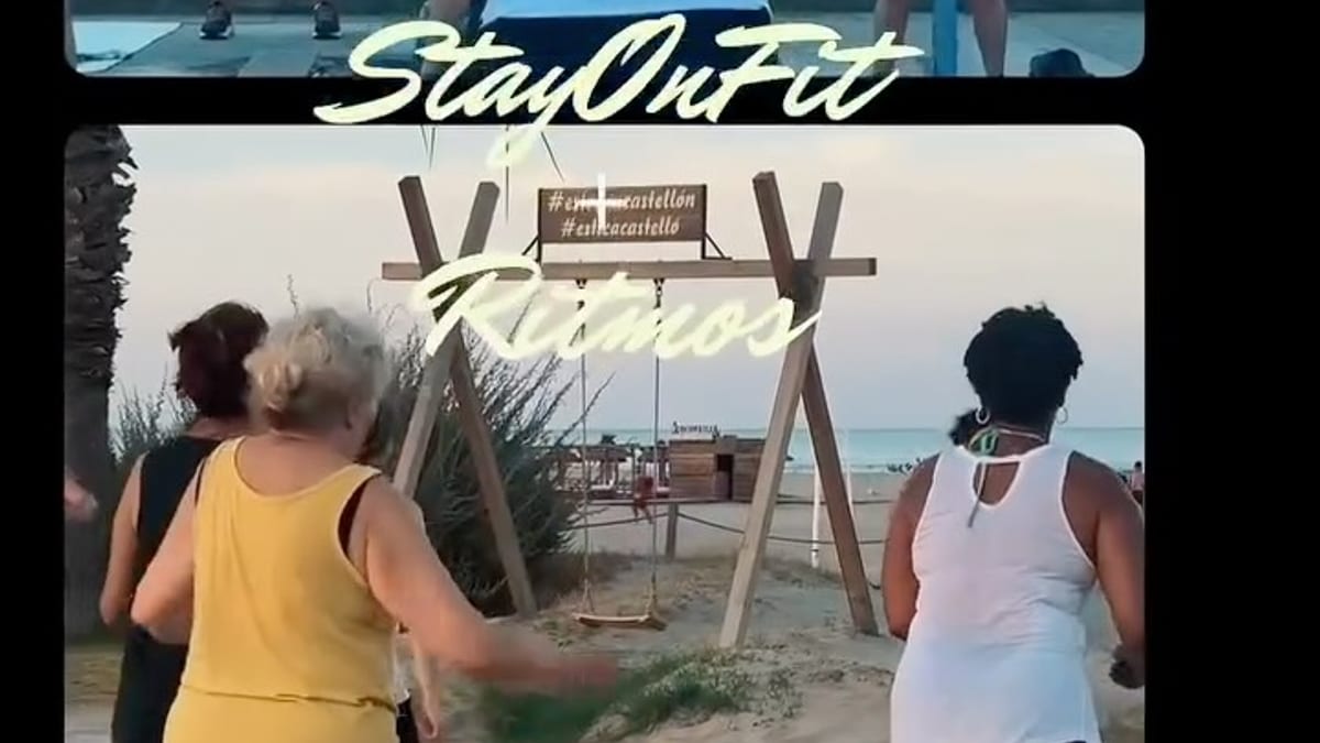 Sesión de StayONfit en la playa durante el atardecer en Castellón