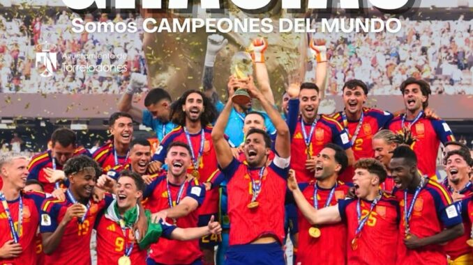 Comunicado del Ayuntamiento de Torrelodones celebrando a la selección española como campeona del mundo