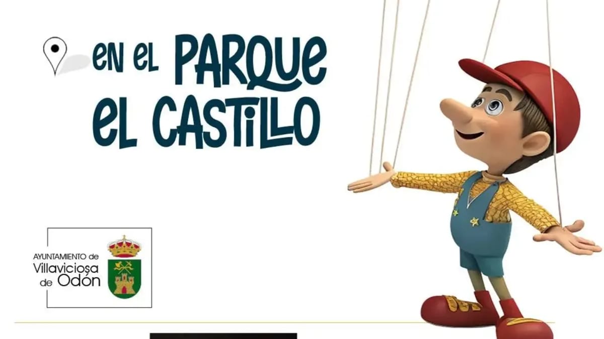 Cartel anunciador de la función de títeres 'El gato con botas' en el Parque del Castillo de Villaviciosa de Odón el 23 de julio a las 20:00 horas